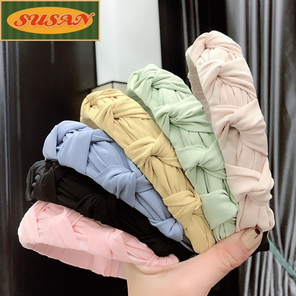 Băng Đô Cài Tóc Bản Rộng Màu Sắc Trơn Thời Trang Cho Nữ