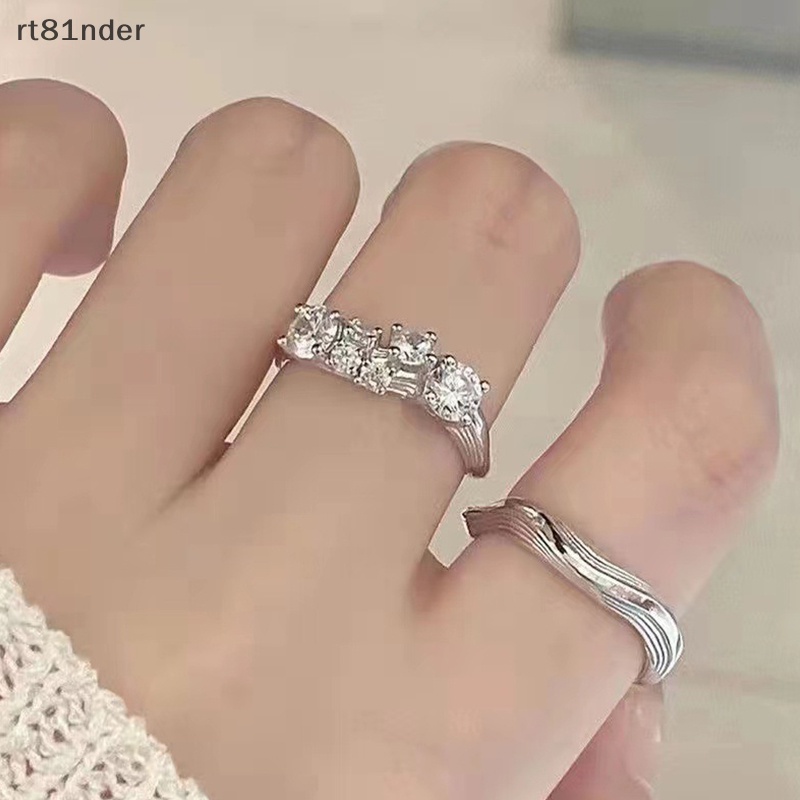 Rt Nhẫn Đính Đá Zircon Có Thể Điều Chỉnh Thời Trang Cho Cặp Đôi