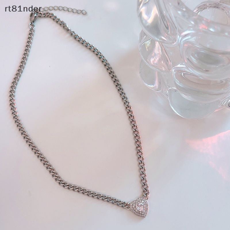 Rt Vòng Cổ Dây Xích Đính Đá Zircon Hình Trái Tim Ánh Sáng Thời Trang Punk Dành Cho Bạn Nữ Làm Quà Tặng Tiệc Tùng