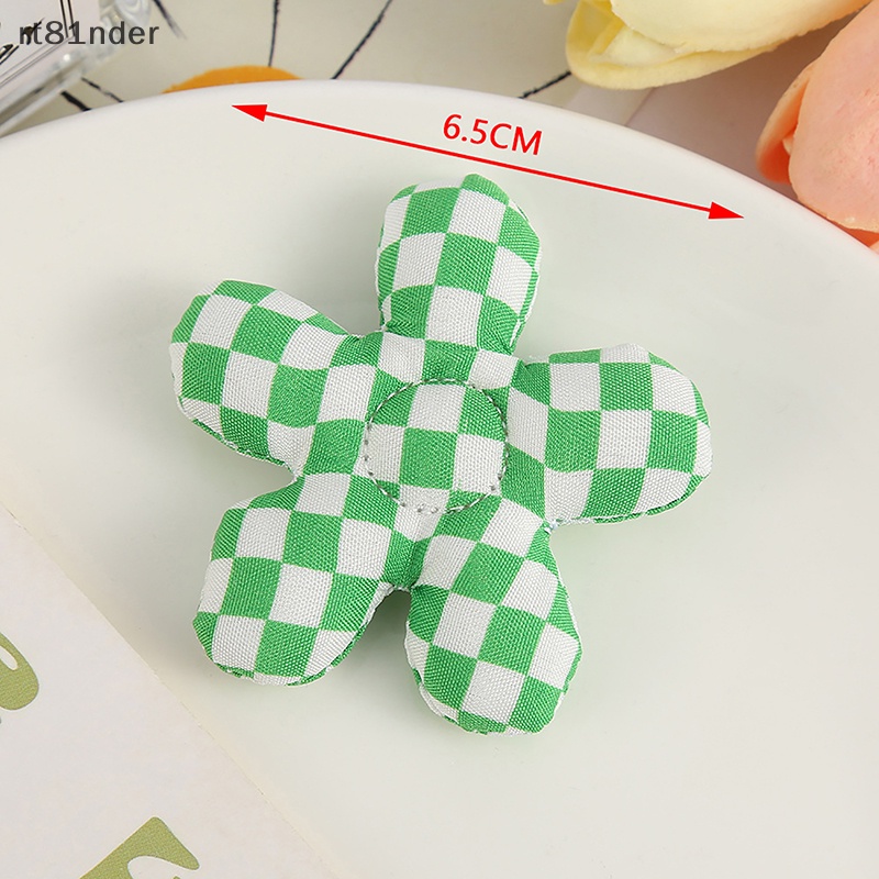 Rt Móc Khóa Cặp Đôi Hình Bông Hoa Năm Cánh Bằng Vải Cotton Kẻ Sọc Caro Dễ Thương DIY n
