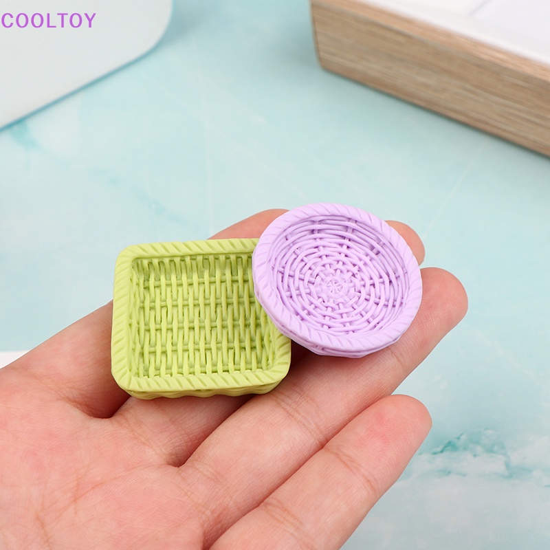 Set 5 Khay Bện Mây Mini 1 / 12 Trang Trí Nhà Búp Bê DIY