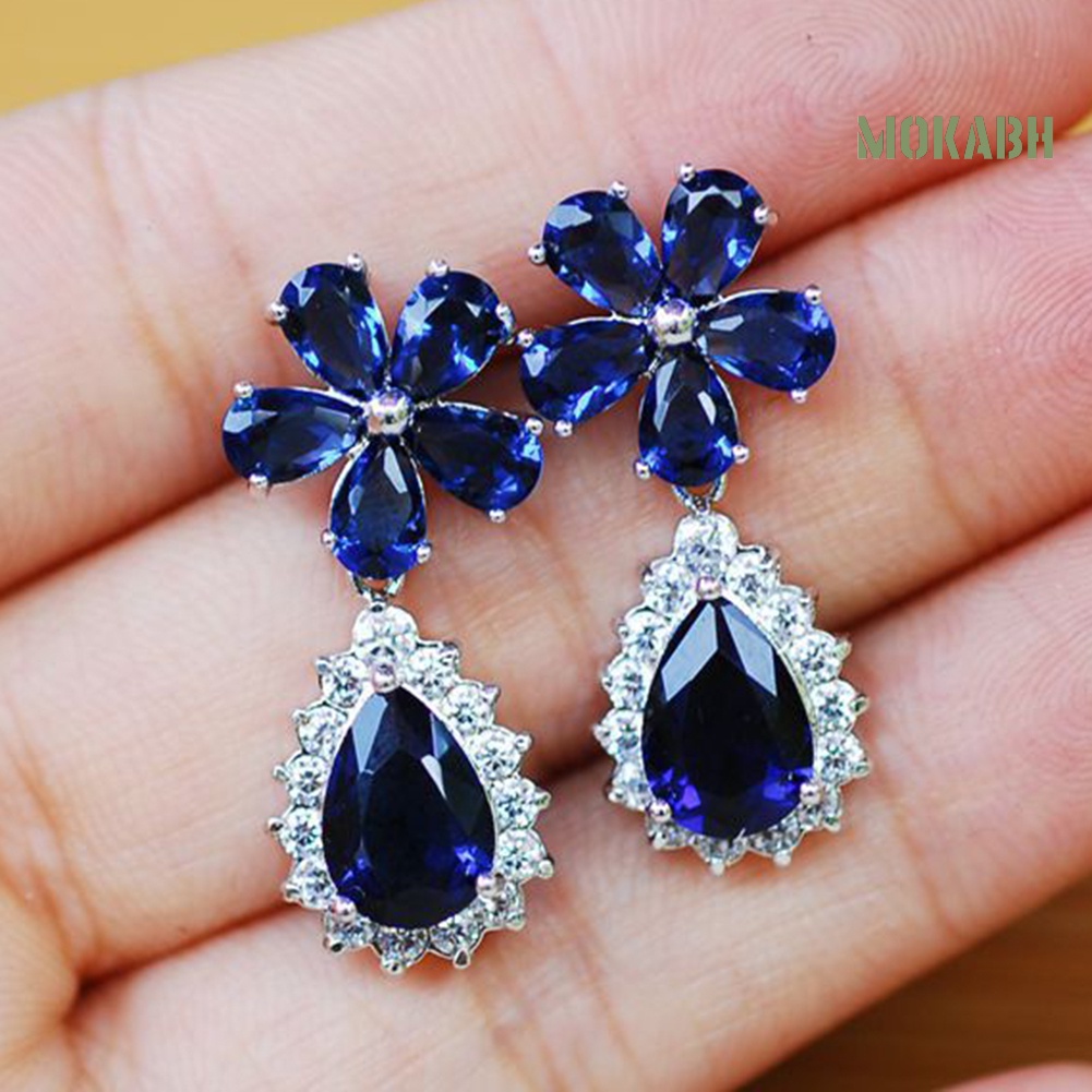 Bông Tai Dáng Dài Đính Đá Hình Hoa Và Quả Lê Thời Trang Cho Nữ