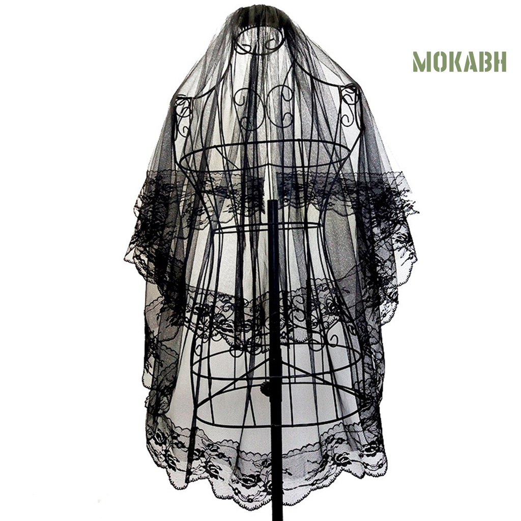 Mạng Che Mặt Hai Lớp Phối Ren Gọn Nhẹ Dễ Phối Đồ Kèm Lược Cài Tóc Cho Cô Dâu