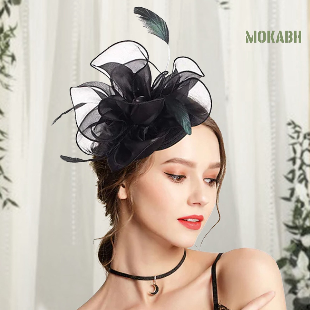 [Mokabh] Kẹp Tóc Hình Lông Vũ Siêu Nhẹ Không Phai Màu Dễ Phối Đồ Phong Cách Retro Thanh Lịch Dễ Phối Đồ Dành Cho Cô Dâu