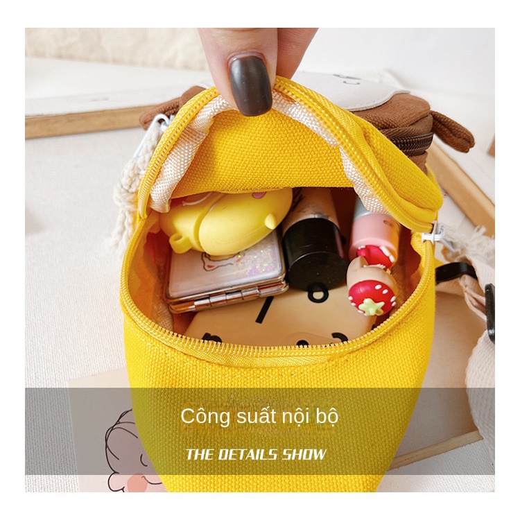 Túi Đeo Vai Vải Canvas Hình Thỏ Dễ Thương Cho Bé Gái