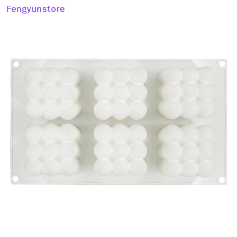 Khuôn Silicon Làm Bánh Mousse 6 Ngăn Tạo Hình Khối Rubik 3D DIY
