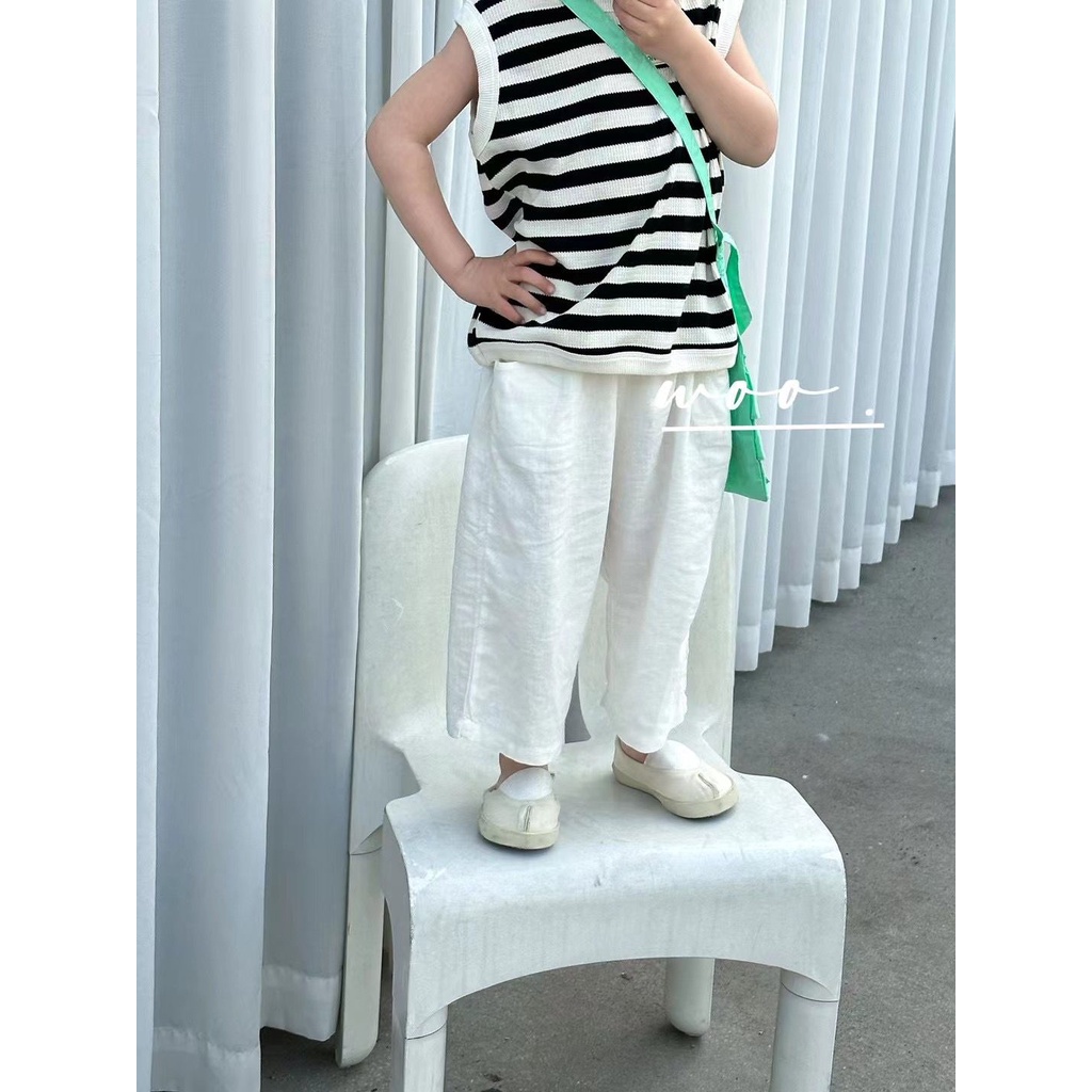 Quần Dài Vải Lanh Cotton Mỏng Chống Muỗi Phong Cách Hàn Quốc Thời Trang Xuân Hè Cho Bé