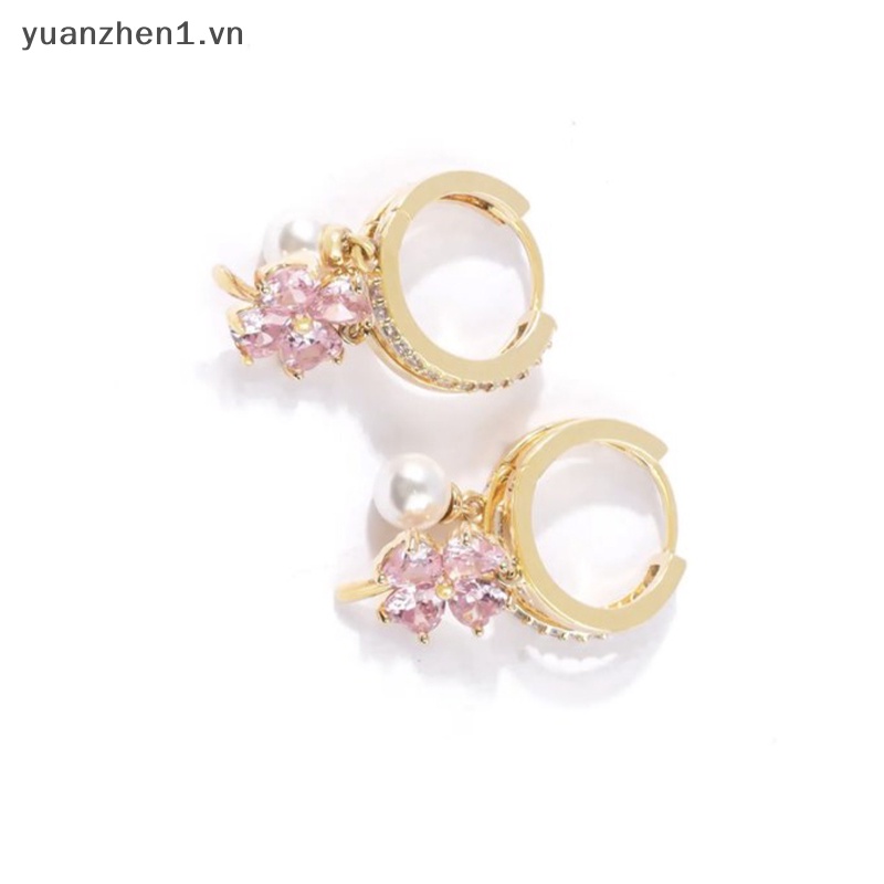 Zheng Khuyên Tai Dáng Dài Hình Hoa Bốn Lá Đính Ngọc Trai Cao Cấp Thời Trang Cá Tính Sang Trọng