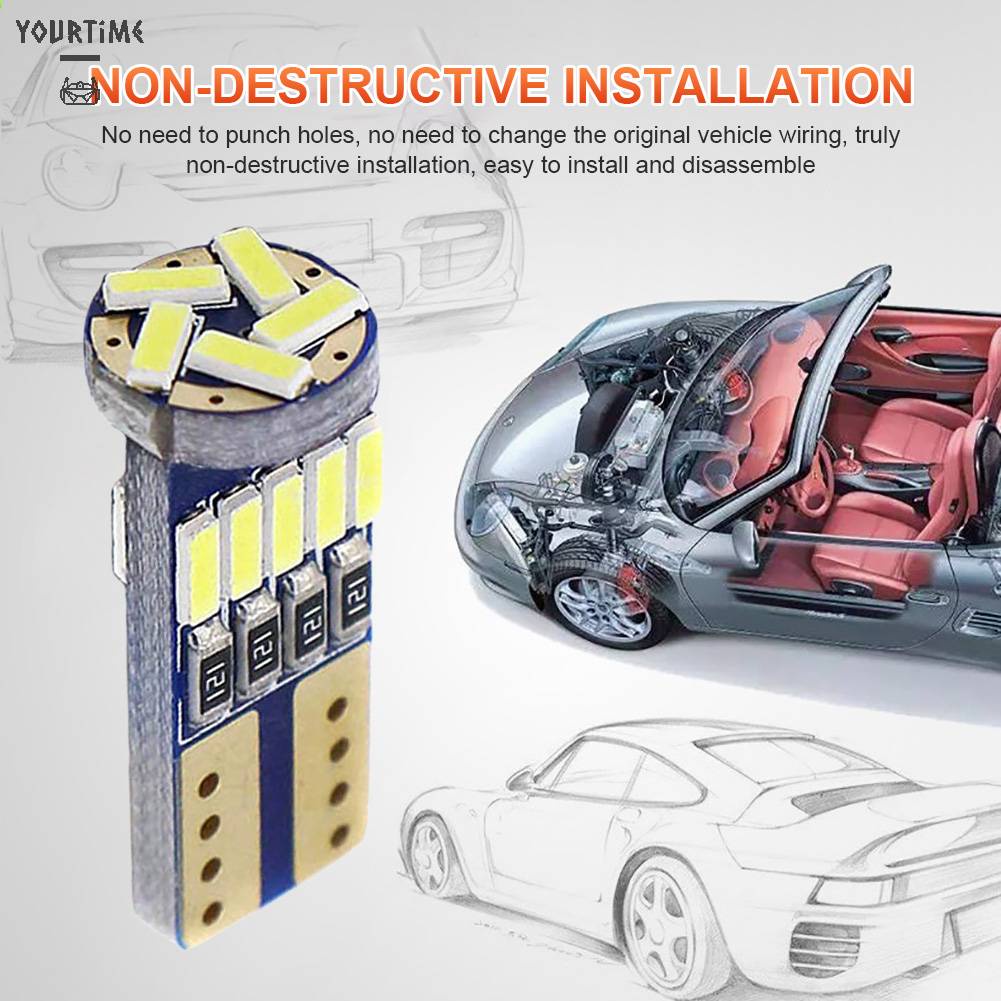 Set 10 Bóng Đèn T10 W5W 12V 6000K Ánh Sáng Trắng Cho Xe Ô Tô