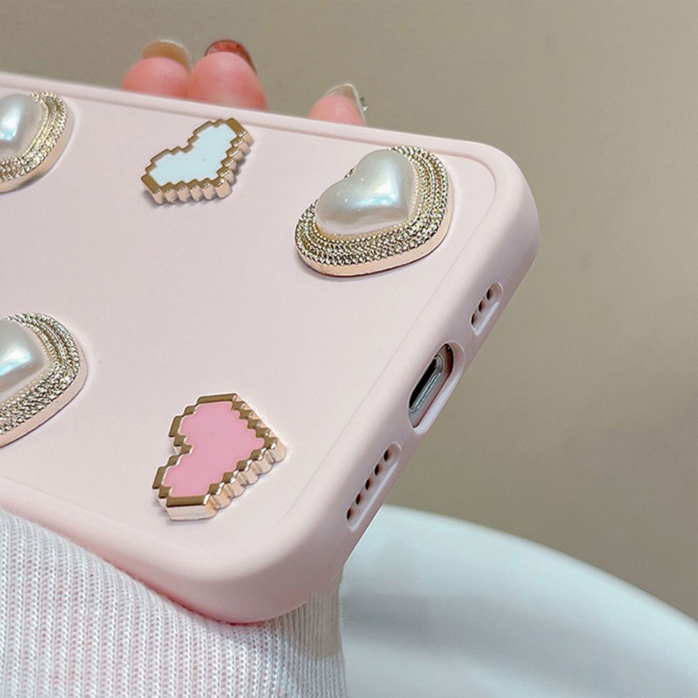 Ốp Điện Thoại TPU Mềm Chống Rơi Họa Tiết Trái Tim 3D Mạ Điện Cho IPhone 11 14 13 12 Pro Max