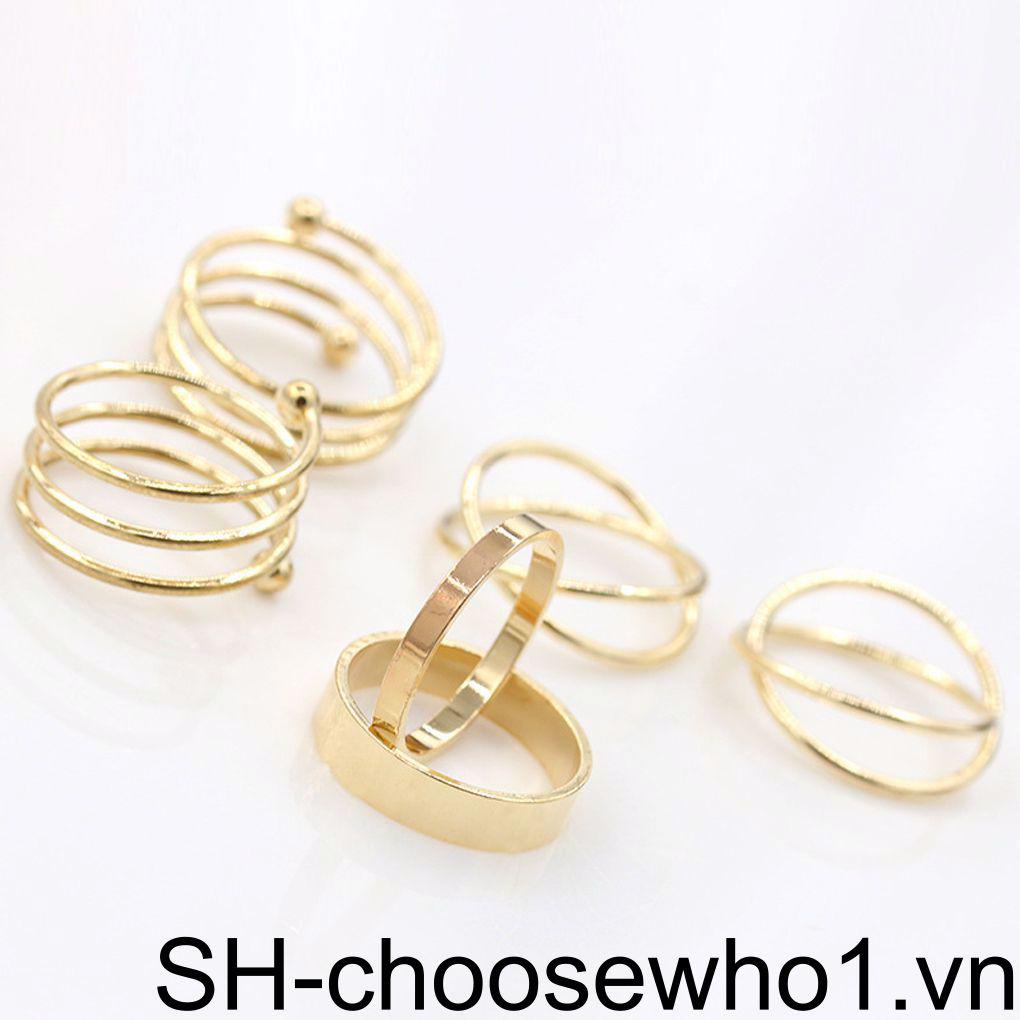 Set 6 Nhẫn Đeo Khớp Ngón Tay Kiểu Dáng Đơn Giản Thời Trang