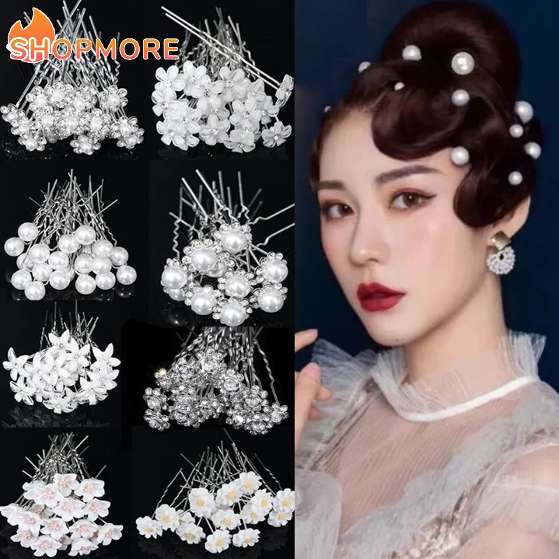 Kẹp Tóc Hình Hoa Đính Ngọc Trai Giả Sang Trọng Cho Cô Dâu