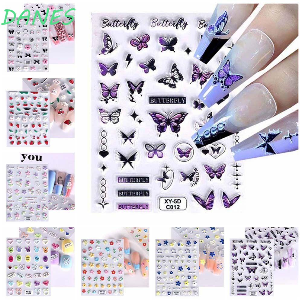 Miếng Dán Trang Trí Móng Tay Họa Tiết Nơ Trái Tim Hoạt Hình Nhiều Màu Dễ Thương Dành Cho Bạn Nữ