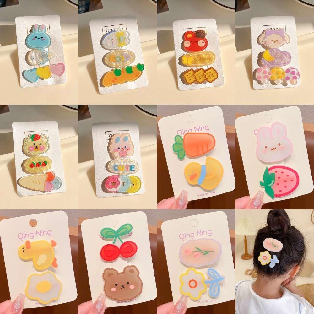 Bộ Kẹp Tóc Bằng Hợp Kim Acrylic Hình Thỏ Hoạt Hình Cho Bé Gái