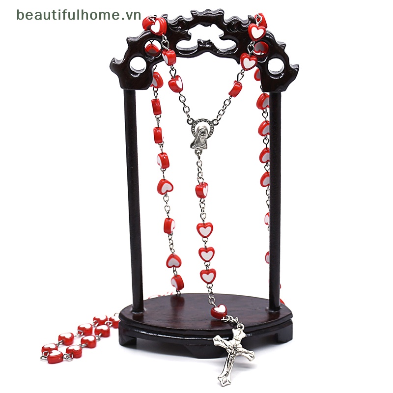 [beautifulhome] Dây Chuyền Mặt Thánh Giá / Trái Tim Màu Đỏ Thời Trang Làm Quà Tặng Cho Nữ