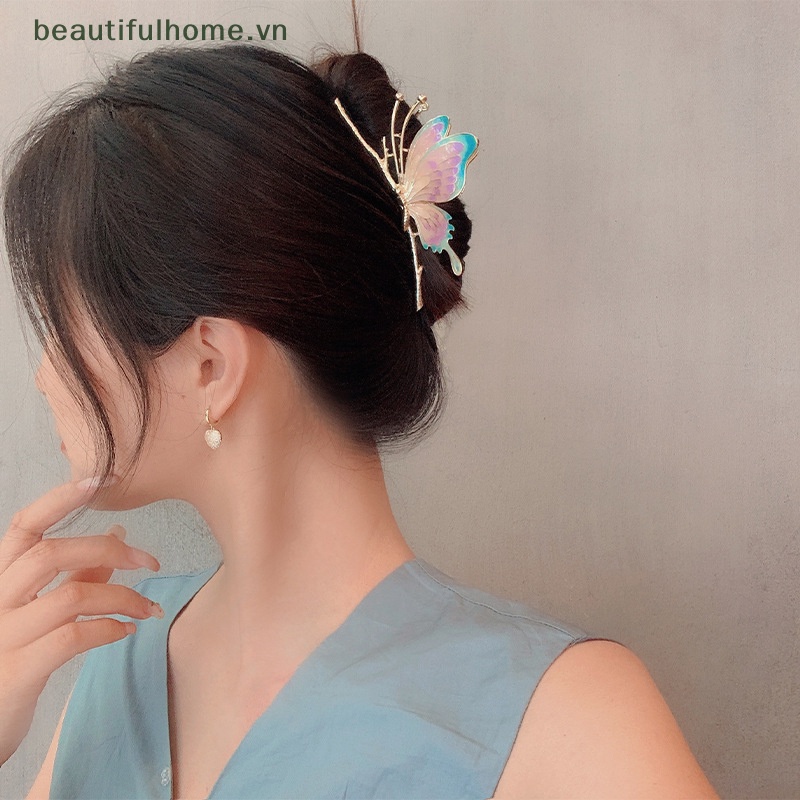 Kẹp Tóc Hình Bướm Tráng Men Nhiều Màu Phong Cách Hàn Quốc Cho Nữ