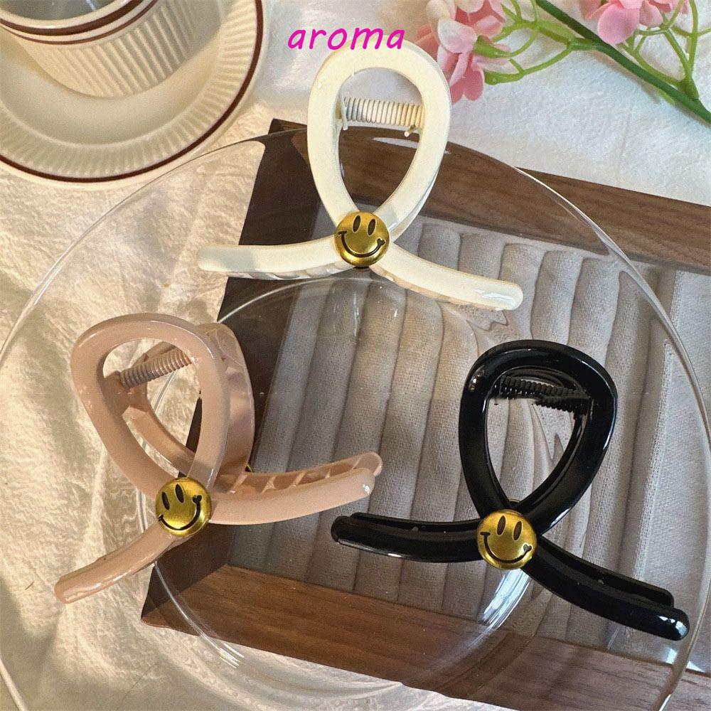 Kẹp Tóc Cá Mập Bằng Acrylic Màu Sắc Tương Phản Hình Mặt Cười Dễ Thương