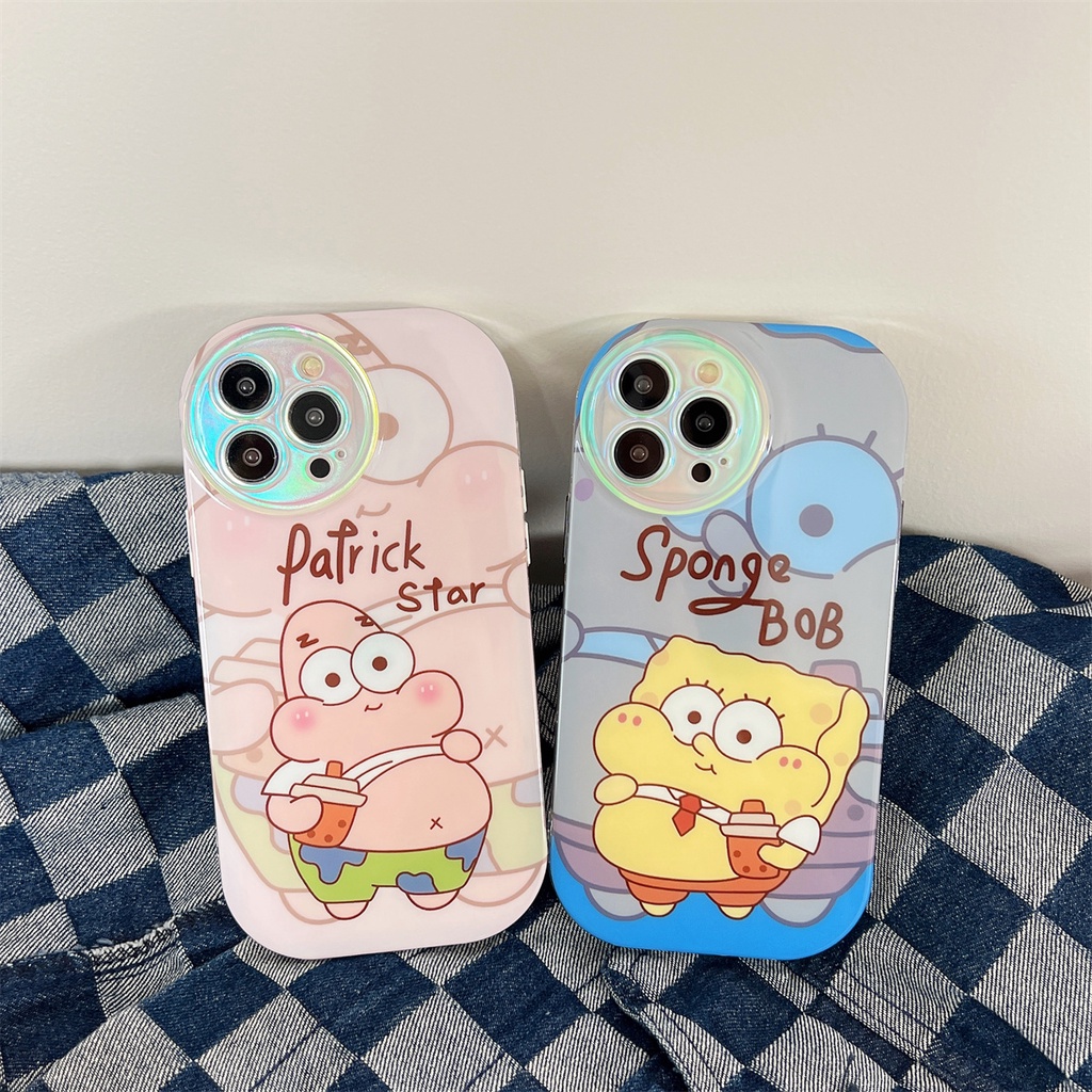 Ốp Điện Thoại TPU Mềm Trong Suốt Chống Rơi Hình Spongebob Có Dây Đeo Chéo Cho iPhone 14 13 12 11 Pro Max