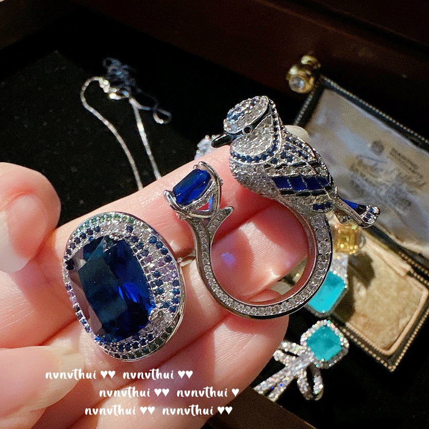 Nhẫn mạ vàng 18K sâu biển zircon