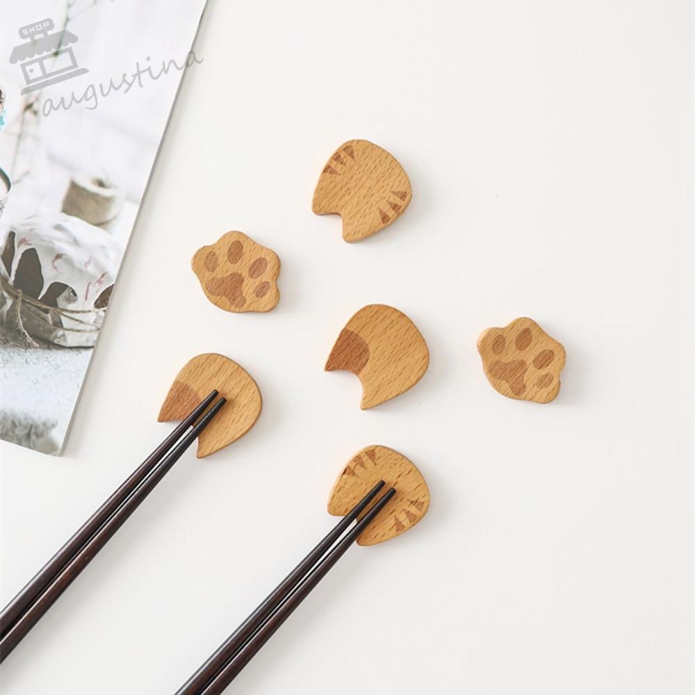 Giá Đỡ Đũa Bằng Gỗ Hình Mèo Dễ Thương Phong Cách Nhật Bản