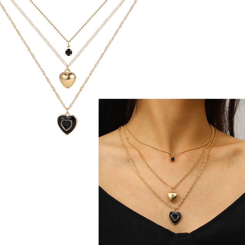 Set 3 Vòng Cổ Choker Mặt Trái Tim Y2K