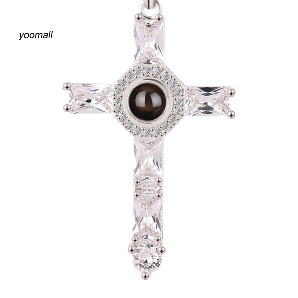 Vòng cổ Mặt Thánh Giá 100 Ngôn Ngữ I Love You Bằng Hợp Kim Sáng Bóng