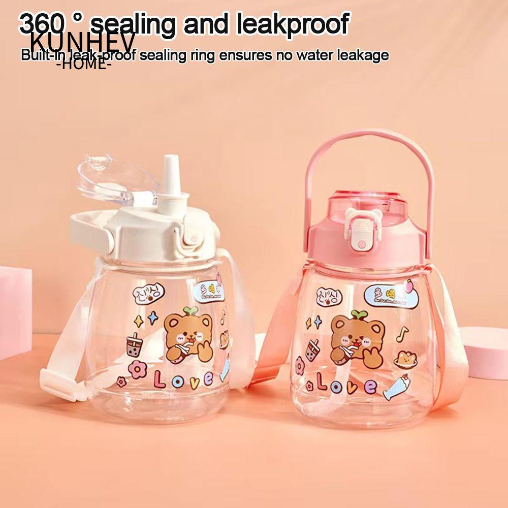 KUNHEV Bình Nước Dung Tích Lớn Chống Tràn Kèm Ống Hút Tiện Lợi