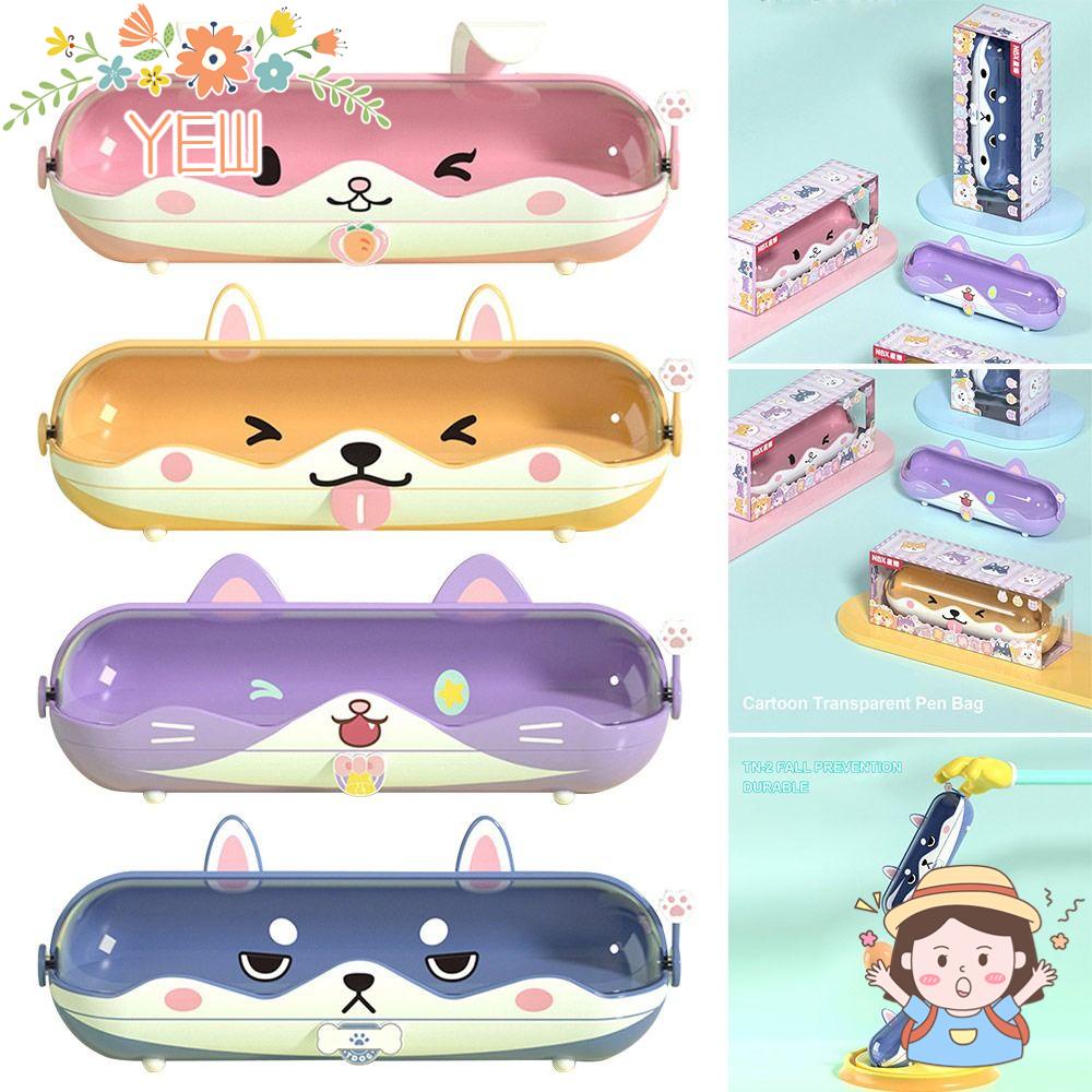 Túi Đựng Bút Trong Suốt Họa Tiết Hoạt Hình Đơn Giản Xinh Xắn Ốp