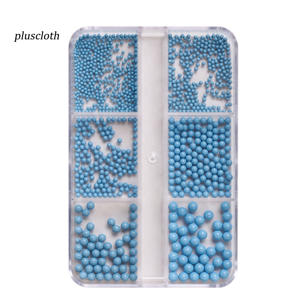 &lt; Pluscloth &gt; Hộp Hạt 3D Trơn Màu Tự Trang Trí Móng Tay Nghệ Thuật Kèm Hộp Đựng