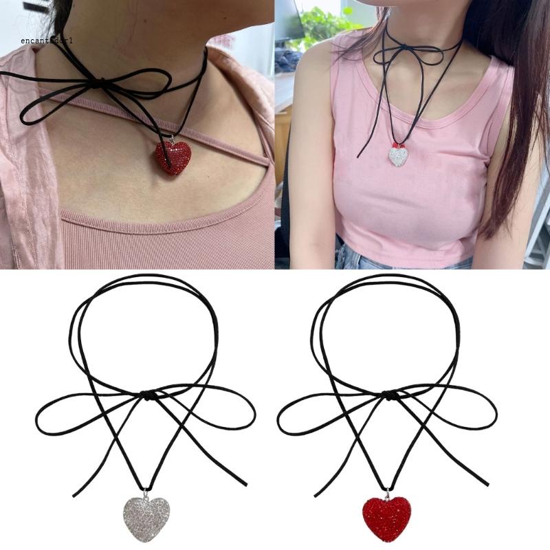 ✿ Vòng Cổ Nhung Lạnh Có Thể Điều Chỉnh Phối Mặt Hình Trái Tim
