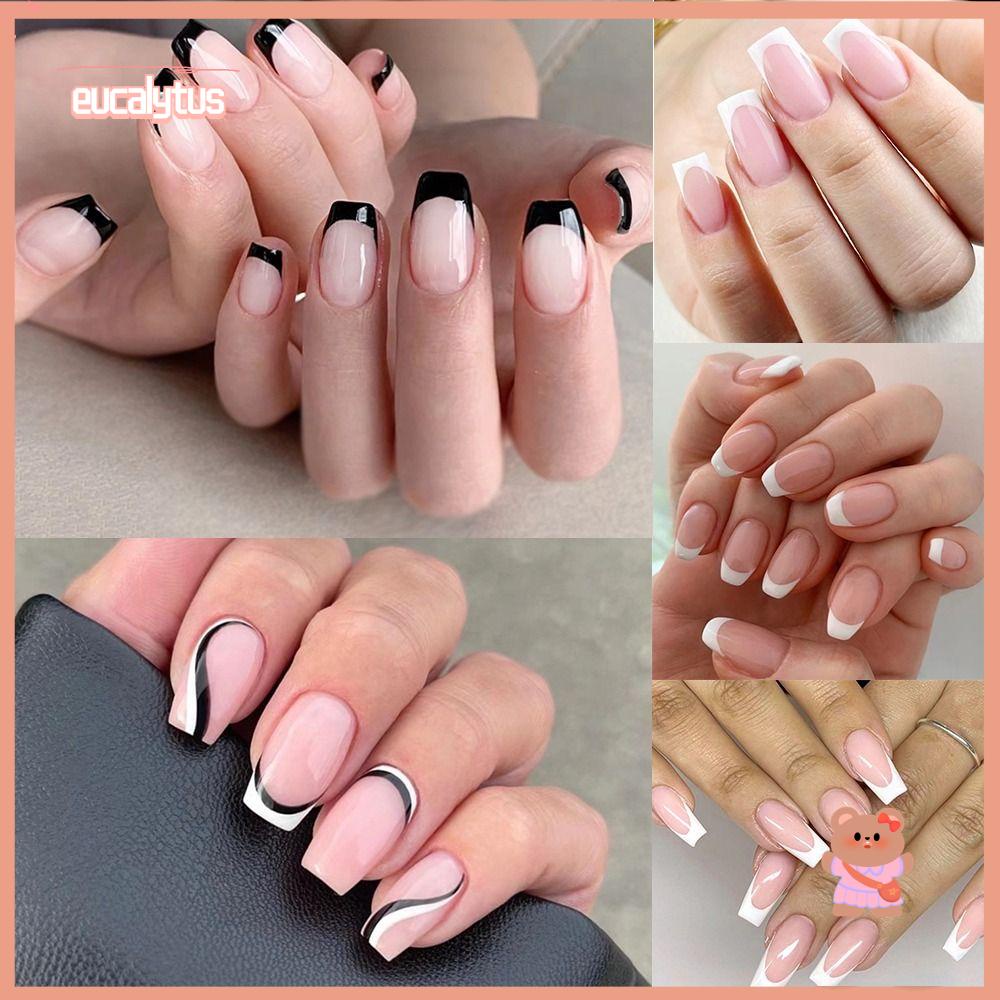 Bộ 24 Móng Tay Giả Gợn Sóng Che Phủ Toàn Diện Tháo Rời Được DIY