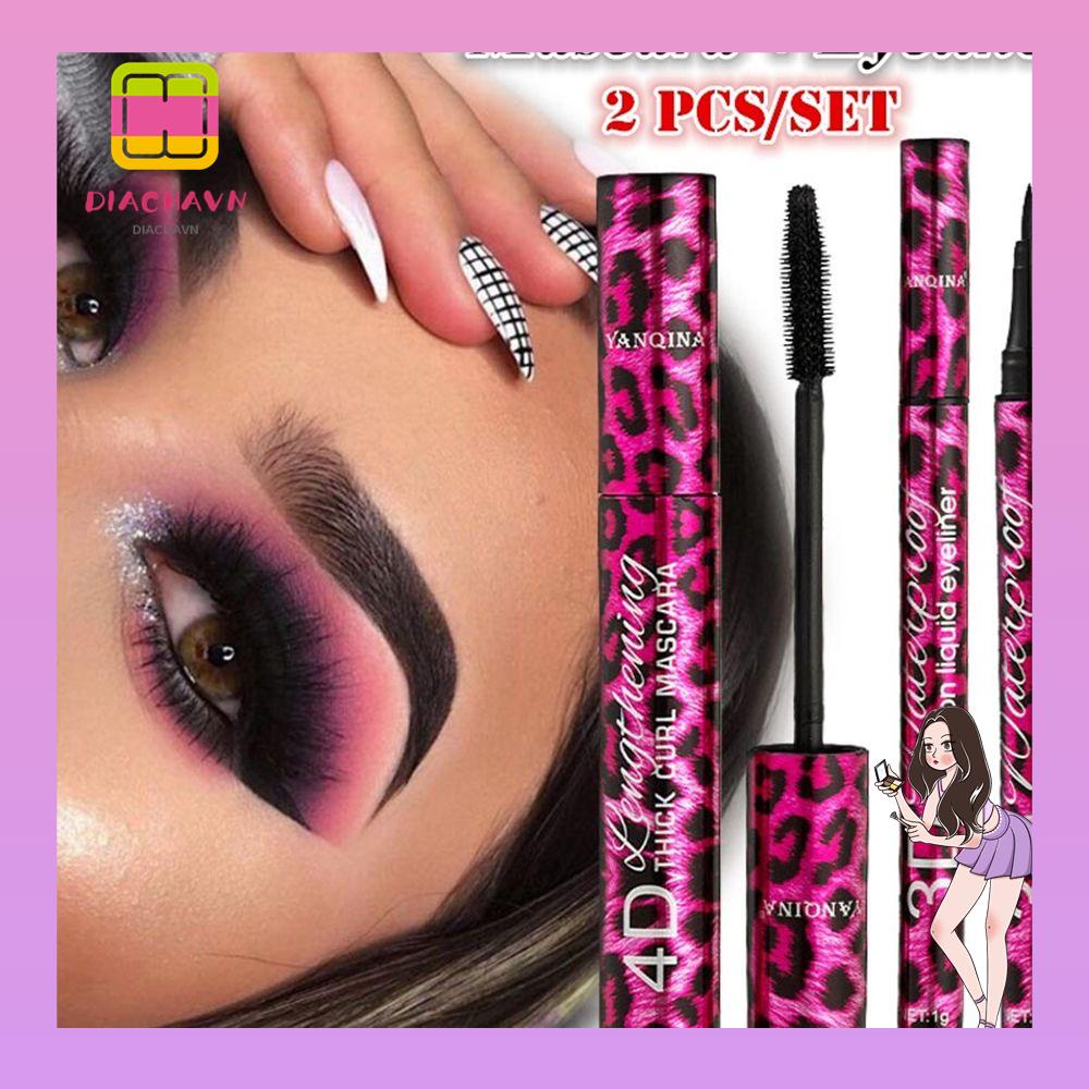 DIACHAVN Set Mascara Và Bút Kẻ Mắt 2 Trong 1 Nhanh Khô Chống Nhòe