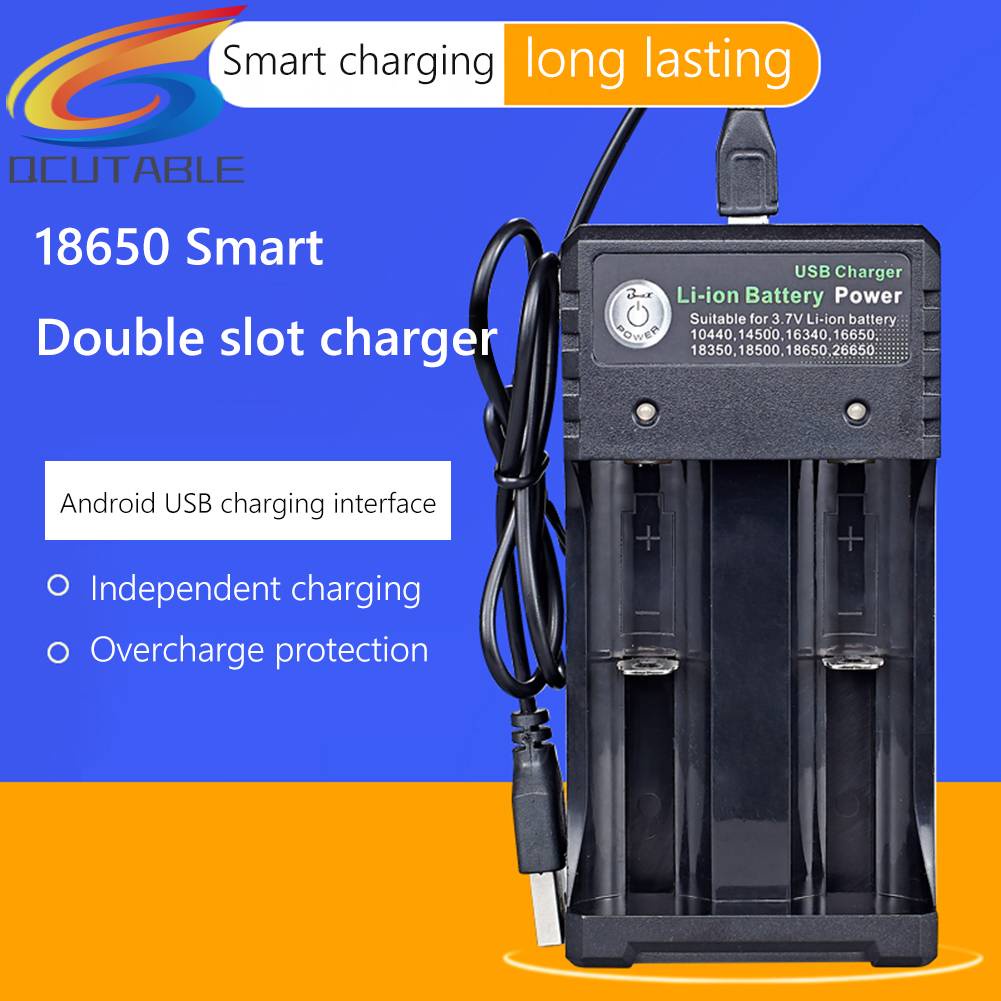 Bộ Sạc Pin Nhanh 2 Ngăn 3.7V 1A / 2A Cho 18650 10440 14500