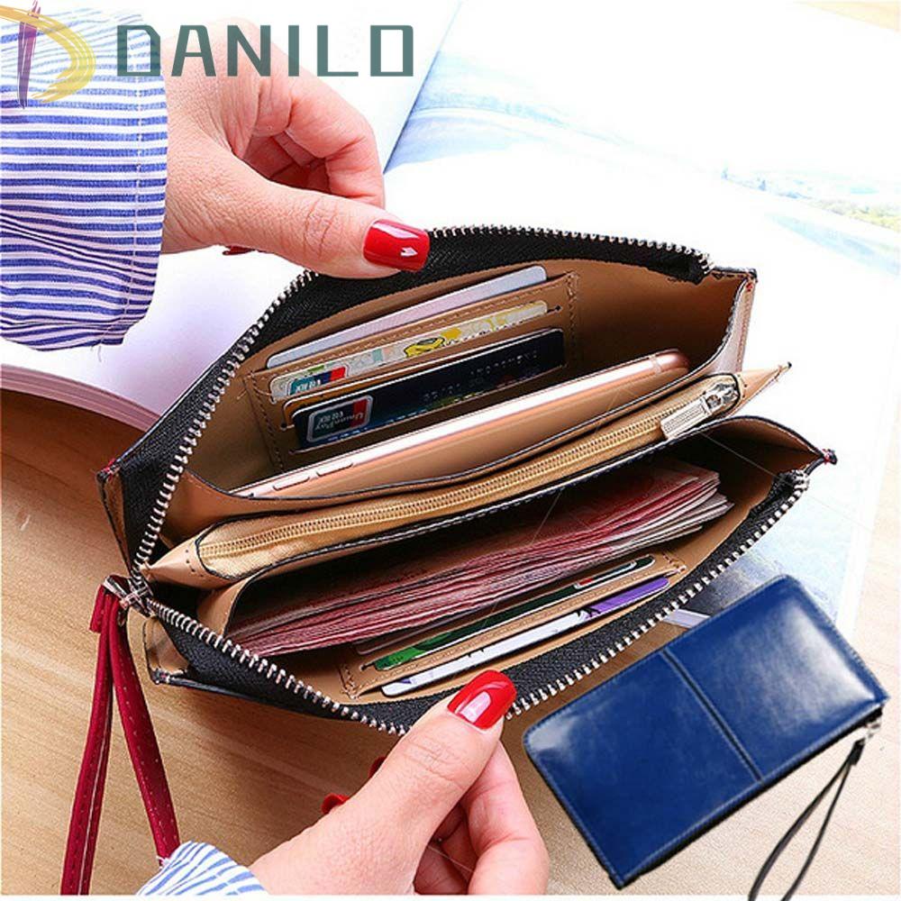 DANILO Ví Da PU Dài Đựng Thẻ / Tiền Nhiều Ngăn Tiện Dụng Giá Đỡ