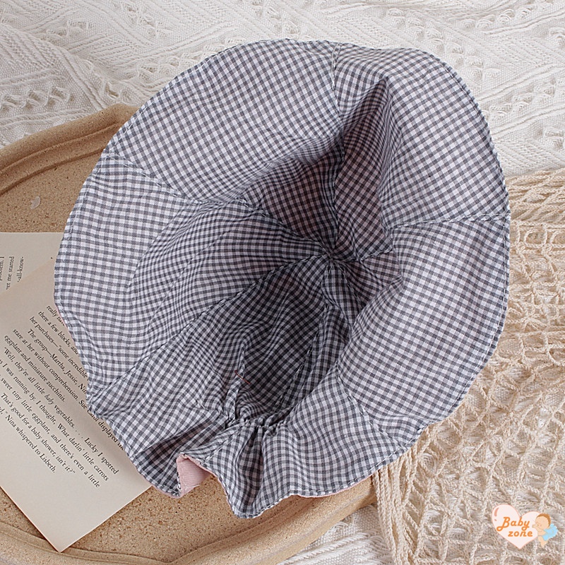 Ins Mũ Xô Hai Mặt Màu Trơn Diềm Xếp Nếp Có Thể Điều Chỉnh Cho Bé Gái