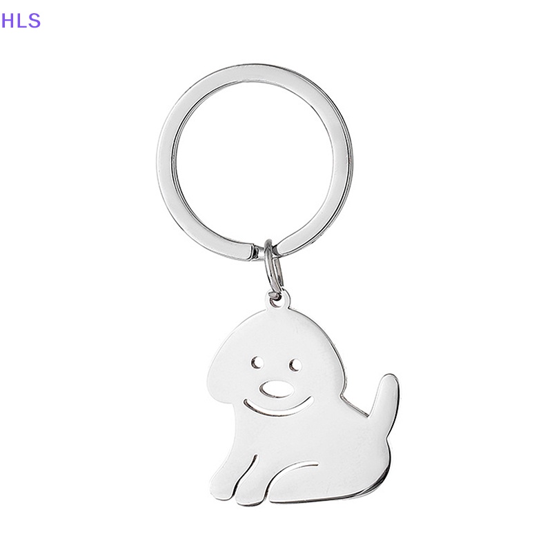 Móc Khóa Hình Chú Chó Bằng Thép Không Gỉ Màu Bạc Đơn Giản Thời Trang Cho Nữ
