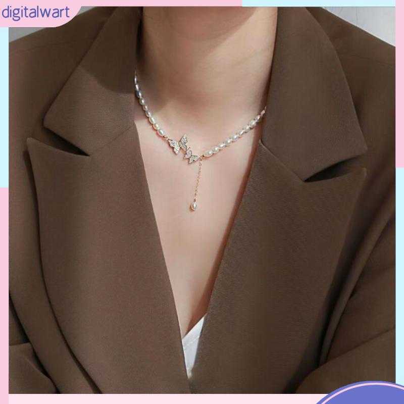 Vòng Cổ Choker Họa Tiết Bướm Đính Ngọc Trai Sang Trọng Thời Trang