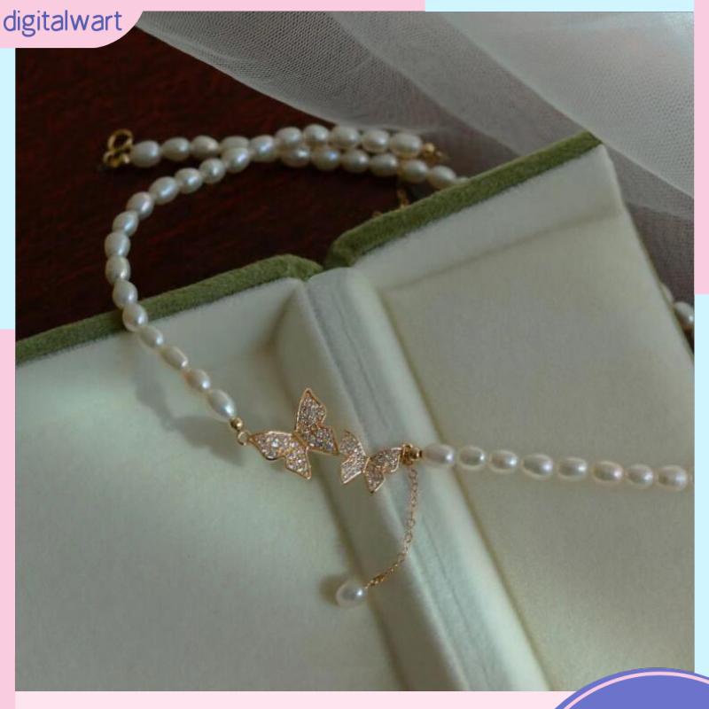 Vòng Cổ Choker Họa Tiết Bướm Đính Ngọc Trai Sang Trọng Thời Trang