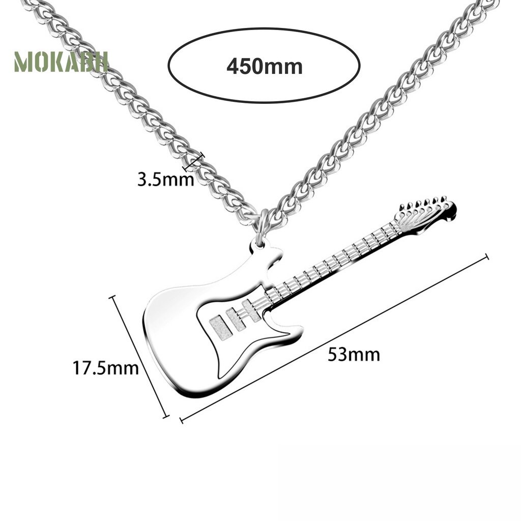 Vòng cổ Bằng Thép Không Gỉ Mặt Hình Đàn Guitar Bass Phong Cách Punk Hip Hop Thời Trang Cho Nam