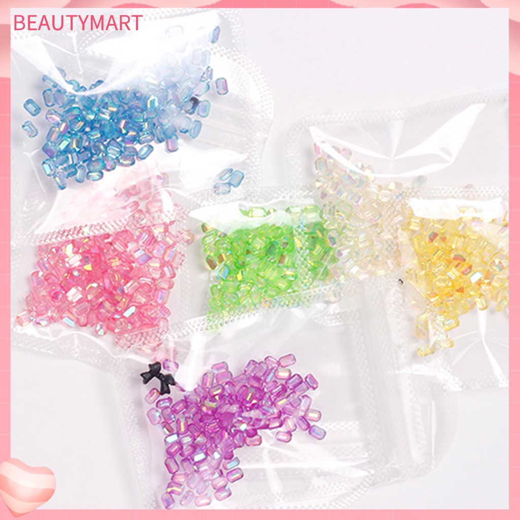 Set 100 Hạt Đá Vuông Dẹp 3D Nhiều Màu Gắn Trang Trí Móng Tay Nghệ Thuật