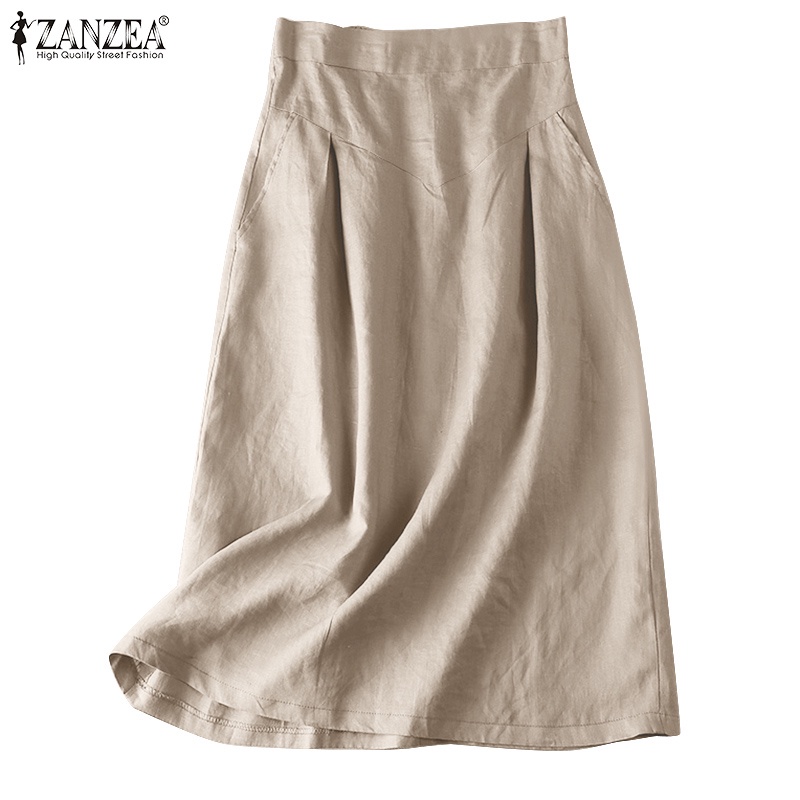 Chân váy ZANZEA dài qua gối có túi thời trang nữ tính