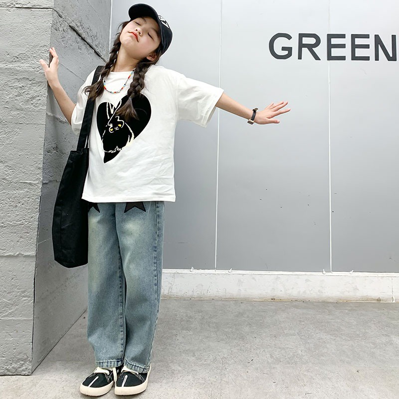 Áo Thun 100% Cotton Tay Ngắn Dáng Rộng Unisex Mới Cho Bé Từ 2-13 Tuổi