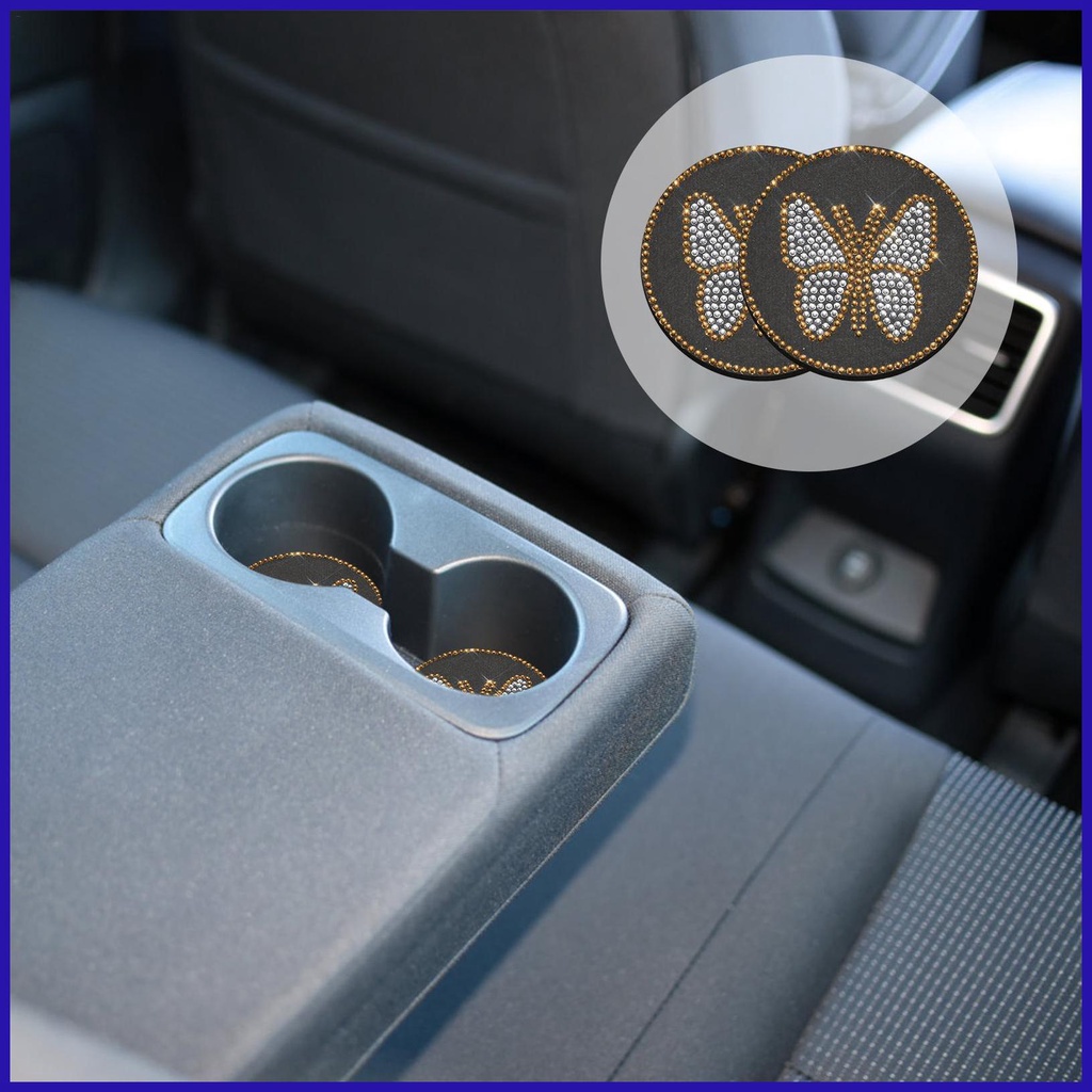 Đế Lót Ly Dày Cách Nhiệt Chống Trượt Hình Bướm Lấp Lánh Thông Dụng Cho Xe Hơi