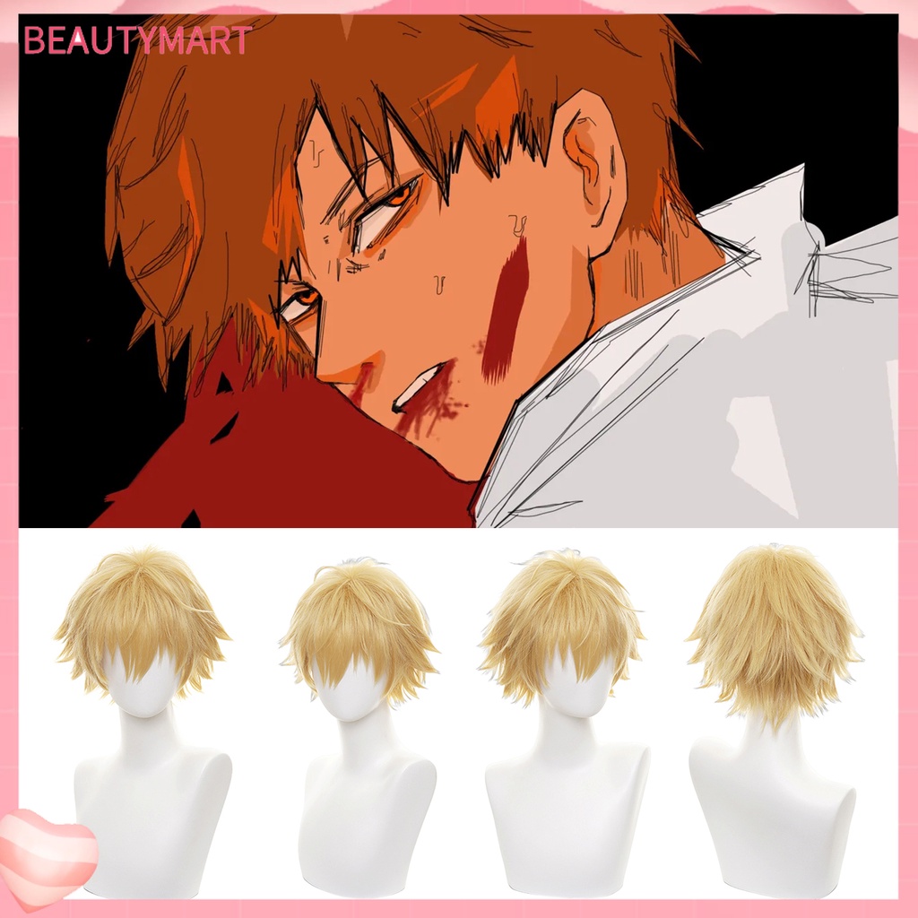 Bộ Tóc Giả Ngắn Màu Vàng Mượt Mà Thoáng Khí Không Để Lại Dấu Vết Hóa Trang