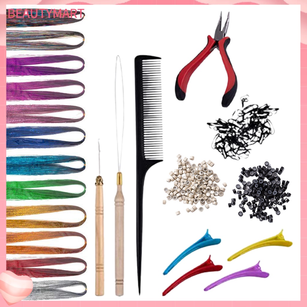 1 Bộ Dụng Cụ Kim Móc Kẹp Tóc Đuôi Chuột DIY Kháng Nhiệt 12 Màu Tùy Chọn