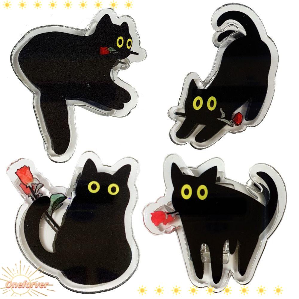 Kẹp Sách Bằng Nhựa Màu Đen Đa Năng Hình Mèo Dễ Thương