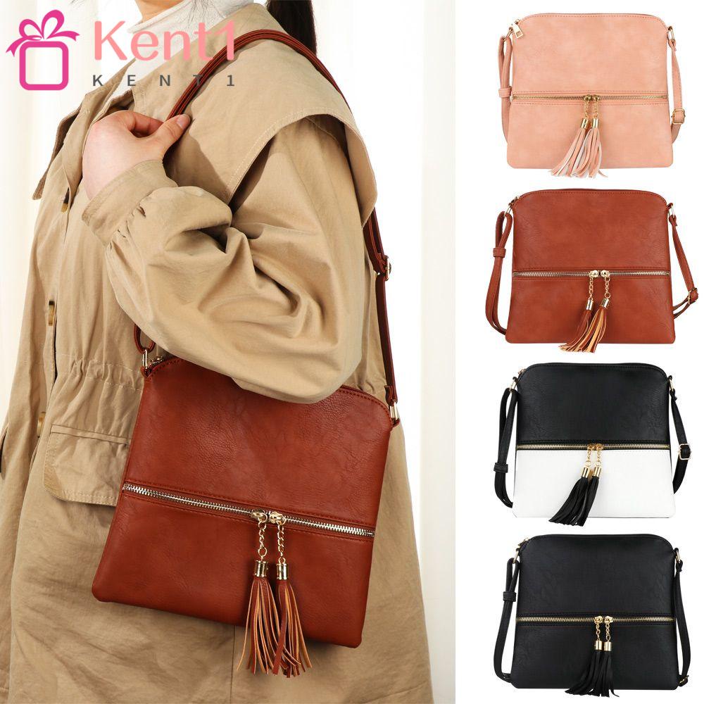 KENT1 Túi Xách Da PU Dây Tua Rua Đôi
