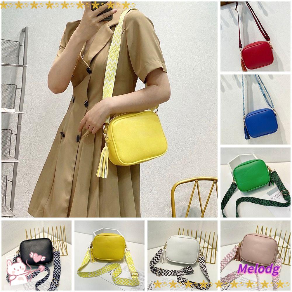 MELODG Túi Đeo Chéo Màu Trơn Dây Bản Rộng Thời Trang Cá Tính
