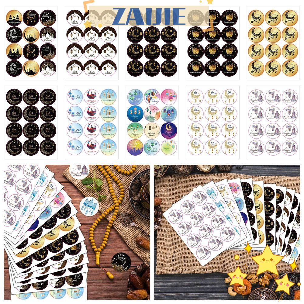 ZAIJIE24 Nhãn Dán Trang Trí Hộp Bánh Kẹo Phong Cách Hồi Giáo DIY