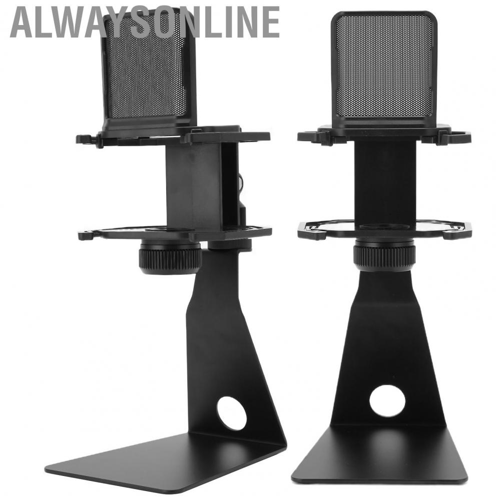 Alwaysonline Microphone Table Mount  Desktop Universal Mic Bracket Clamp Stable for Singing Recording